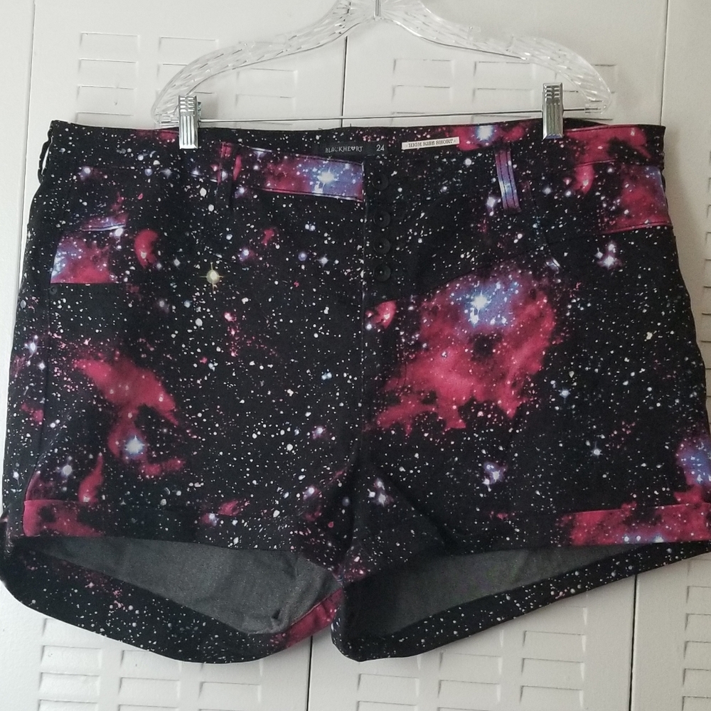 Hot Topic Blackheart Galaxy V-Stitch Shorts
